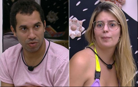 Montagem com Gilberto Nogueira e Viih tube conversando no quarto Cordel do BBB21
