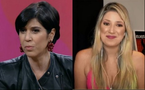 Maria Clara Gueiros, de jaqueta preta, e Dani Calabresa, de blusa rosa