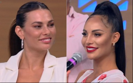 Montagem com Dayane Mello e Aline Mineiro no Hora do Faro