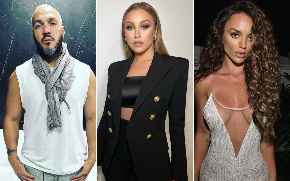 Montagem de fotos de Belo, Carla Diaz e Rafa Kalimann, que estarão na Dança dos Famosos