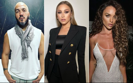 Montagem de fotos de Belo, Carla Diaz e Rafa Kalimann, que estarão na Dança dos Famosos
