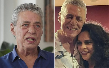 Montagem com Chico Buarque à esquerda e Chico com Gal à direita