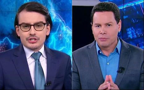 Montagem com fotos de Dudu Camargo e Marcão do Povo apresentando o Primeiro Impacto