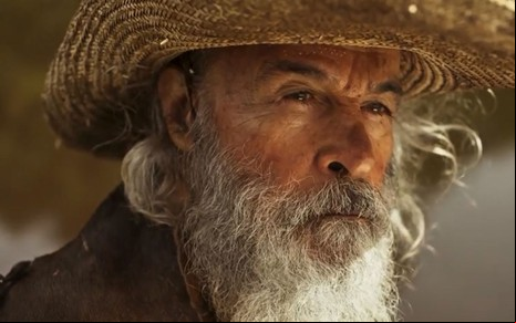 Velho do Rio (Osmar Prado) em cena de Pantanal, novela das nove da Globo