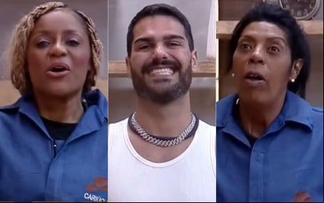 Montagem com Cariúcha, Shayan Haghbin e Márcia Fu em A Fazenda 15