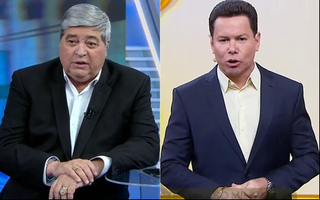 José Luiz Datena e Marcão do Povo em fotomontagem; ambos usam camisa branca e paletó escuro