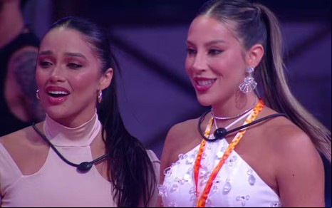 Eva e Renata na festa do líder, no BBB 25