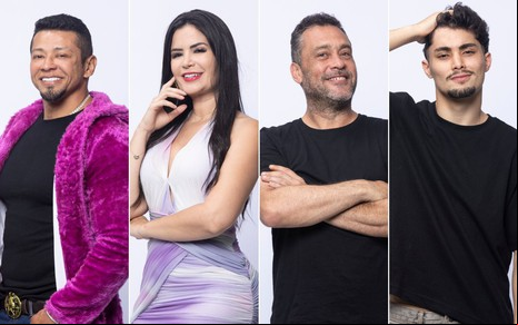 Gilson, Vanessa, Juninho e Gui, nesta ordem, em montagem de A Fazenda 16