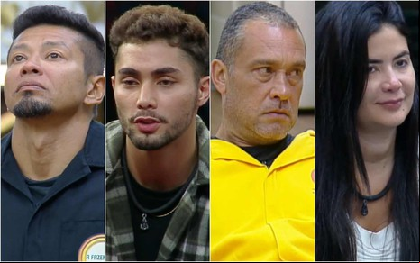 Montagem de fotos de Gilsão, Gui, Juninho e Vanessa em A Fazenda 16