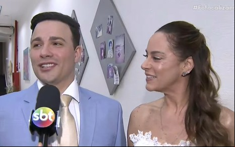 Gustavo Moura e Silvia Abravanel em seu casamento