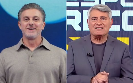 Montagem com Luciano Huck à esquerda e Cleber Machado à direita