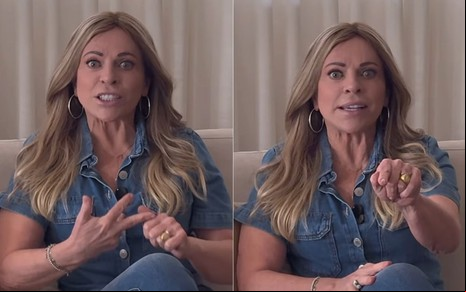Montagem com dois momentos de Christina Rocha divulgando o BBB 25