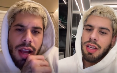 Montagem com dois momentos de Zé Felipe nos Stories do Instagram
