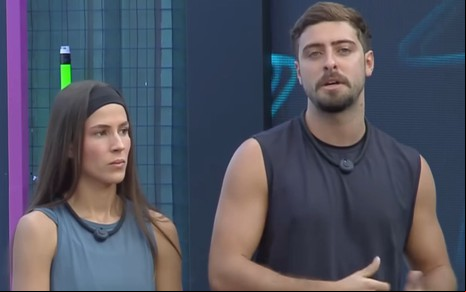 Foto mostra Nat e Eike em dinâmica do Power Couple