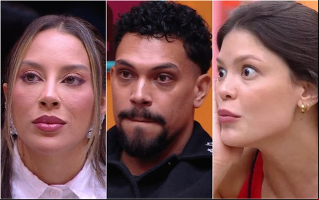 Montagem com fotos de Renata Saldanha, Vinícius Nascimento e Vitória Strada no BBB 25