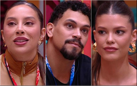Montagem de fotos de Renata, Vinícius e Vitória no BBB