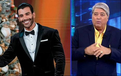 Montagem com fotos de Gusttavo Lima e José Luiz Datena