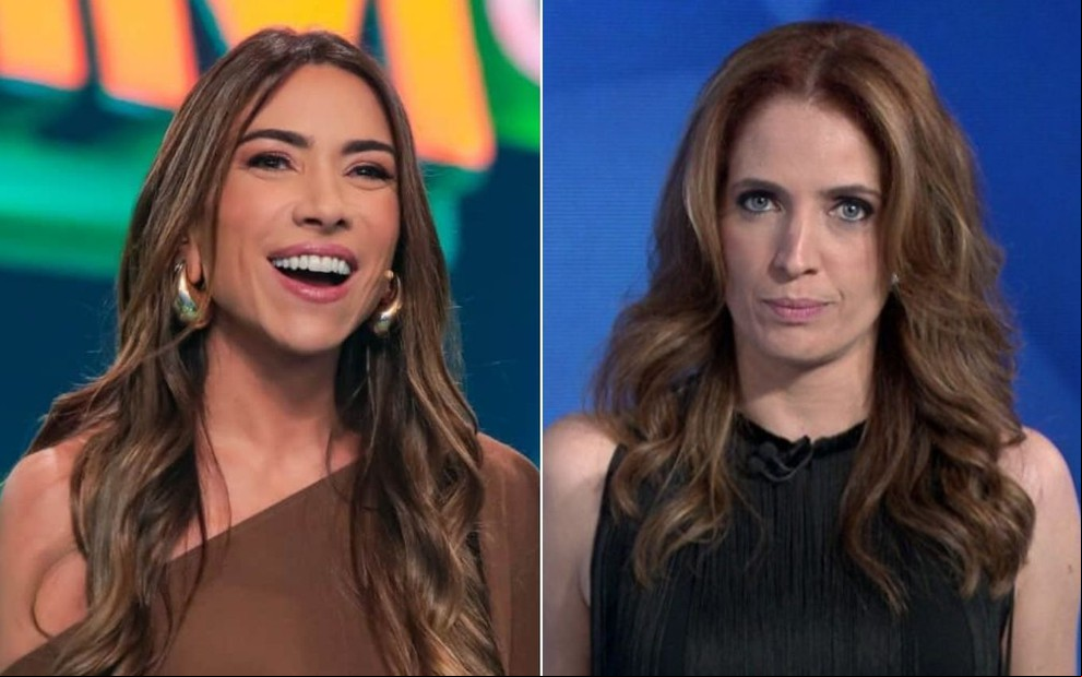 Montagem com Patricia Abravanel à esquerda no Show do Milhão e Poliana Abritta à direita no Fantástico