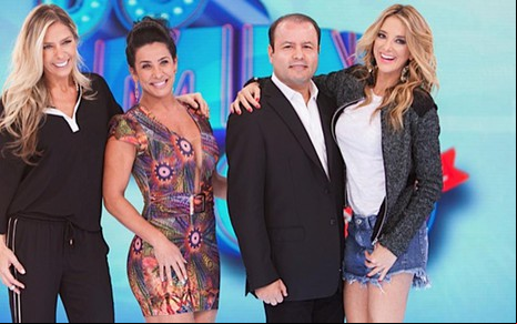 Galisteu, Scheila Carvalho, Vildomar Batista e Ticiane na apresentação do Domingo da Gente à imprensa - Edu Moraes/TV Record