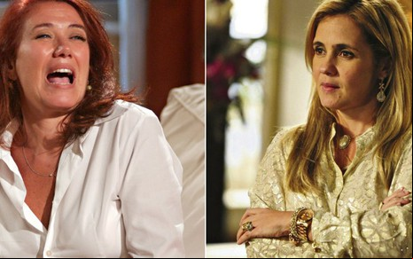 Marta (Lília Cabral) rejeitou a neta com Down e Carminha (Adriana Esteves) matou o pai dos filhos - Divulgação/Globo